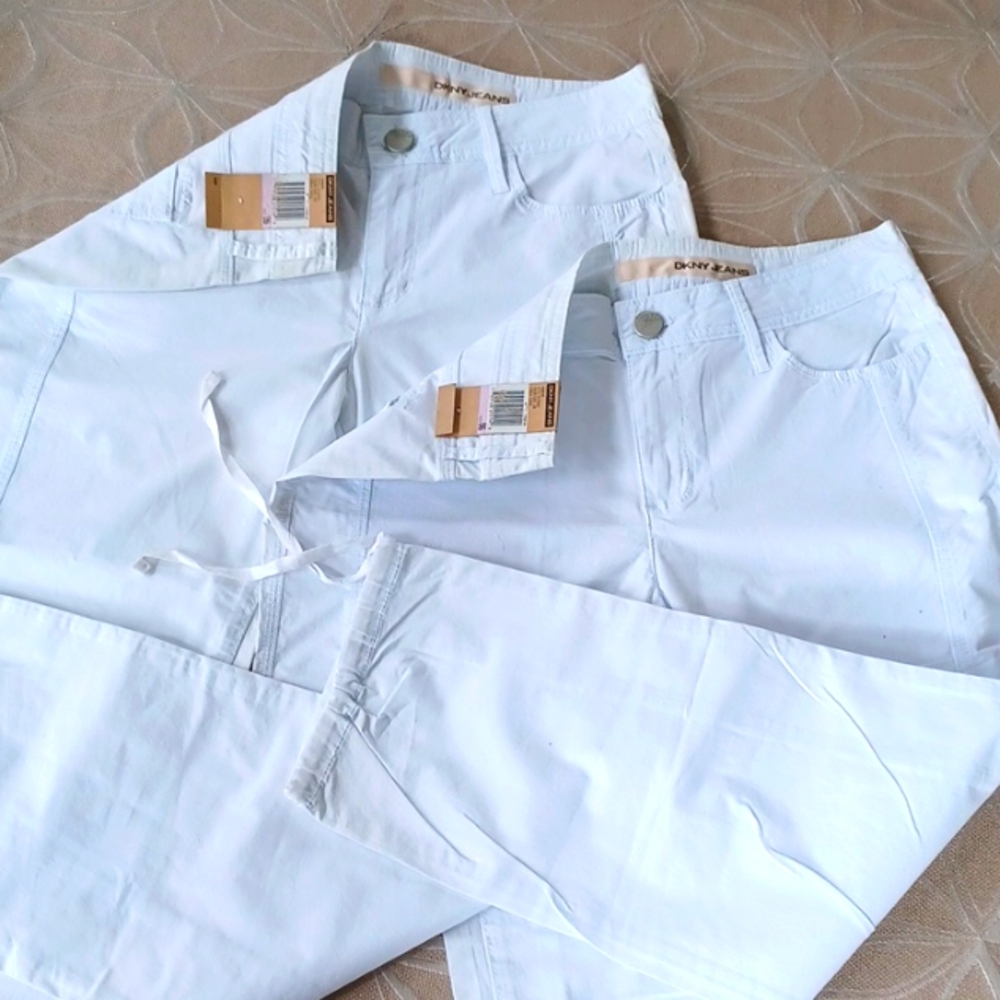 2 Pairs DKNY White Cropped Pants!
